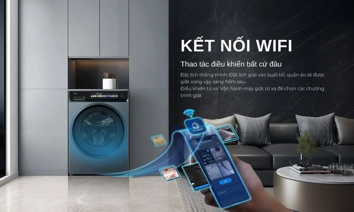 Máy Giặt AW12-BD4377U1L(GN) cho phép kết nối Wi-Fi để điều khiển từ xa