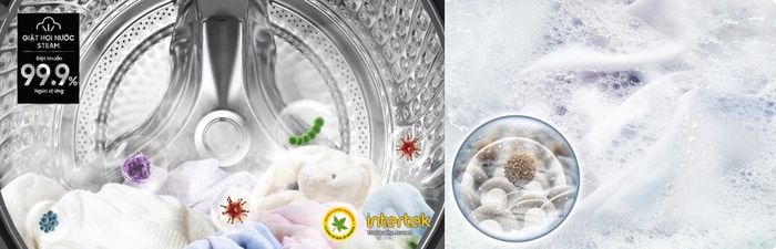 Giặt hơi nước Hygiene Steam, chế độ ngâm Bubble Soak trên Samsung WW10DB7U34GWSV
