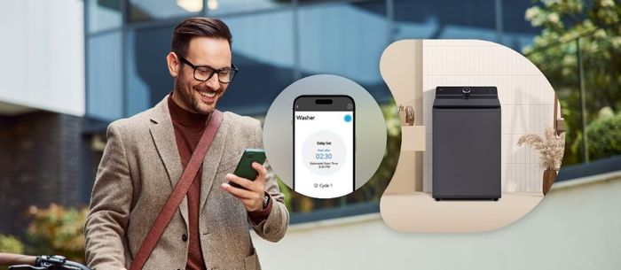 Điều khiển, vận hành từ xa với ThinQ™ trên máy giặt LG TX2725AT9G