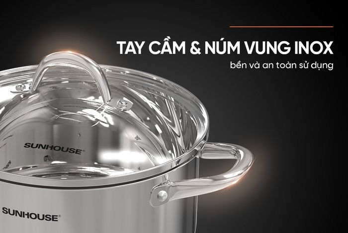 Nồi Inox 3 Đáy Sunhouse SHG301-20 đảm bảo an toàn khi sử dụng