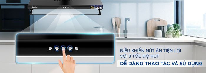 Máy Hút Mùi Âm Tủ HKH9638 tích hợp bảng điều khiển bằng nút ấn