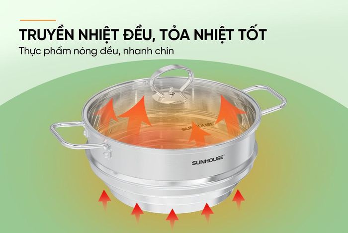 Xửng Đa Năng Inox Sunhouse Eco SHG105-24 tỏa nhiệt tốt