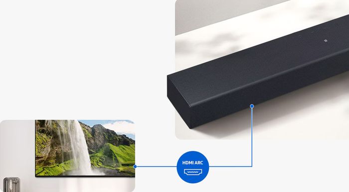 Dùng dây cáp HDMI ARC để liên kết TV và loa thanh HW-B400F/XV