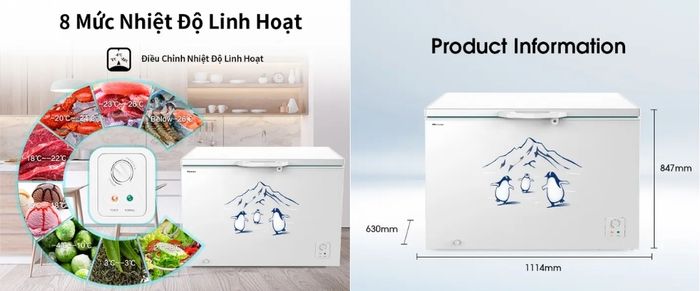 8 mức nhiệt độ linh hoạt điều chỉnh bằng nút xoay