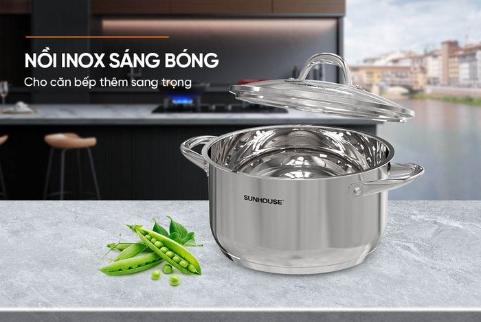 Nồi Inox 3 Đáy Sunhouse SHG301-20 gây ấn tượng với kiểu dáng tinh tế