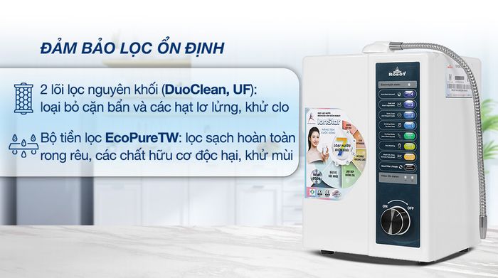 Lọc ổn định - Máy lọc nước điện giải ion kiềm Robot IonStar 5X 2 lõi 5 tấm điện cực