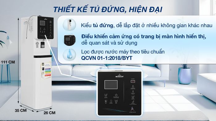 Máy lọc nước điện giải ion kiềm nóng nguội lạnh ROBOT IonKing 511X 6 lõi 5 tấm điện cực - Thiết kế