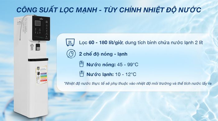 Máy lọc nước điện giải ion kiềm nóng nguội lạnh ROBOT IonKing 511X 6 lõi 5 tấm điện cực - Công suất lọc