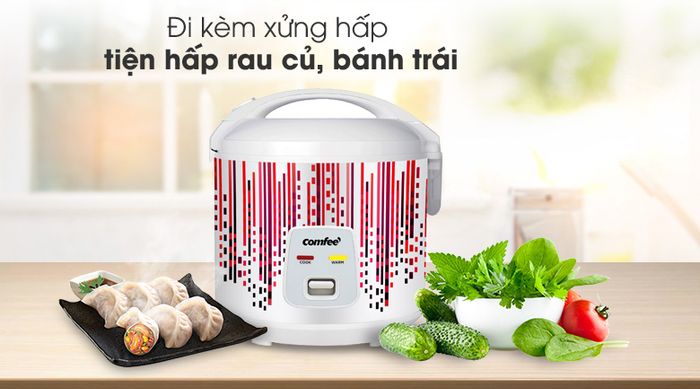 Hỗ trợ xửng hấp - Nồi cơm điện nắp gài Comfee 1 lít CR-CM1020(D)