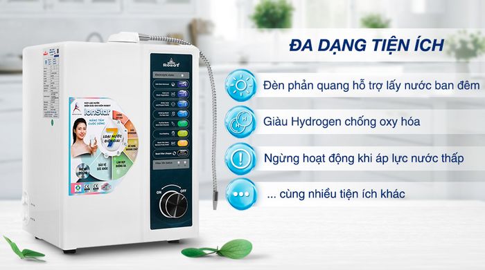 Tiện ích - Máy lọc nước điện giải ion kiềm Robot IonStar 3X 2 lõi 3 tấm điện cực