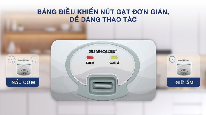 Nồi cơm nắp gài Sunhouse 1.8 lít SHD8602 - Bảng điều khiển