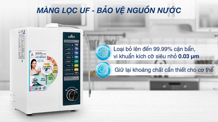 Công nghệ UF - Máy lọc nước điện giải ion kiềm Robot IonStar 3X 2 lõi 3 tấm điện cực