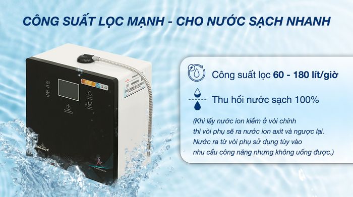 Máy lọc nước điện giải ion kiềm Robot IonPrince 79X - Công suất