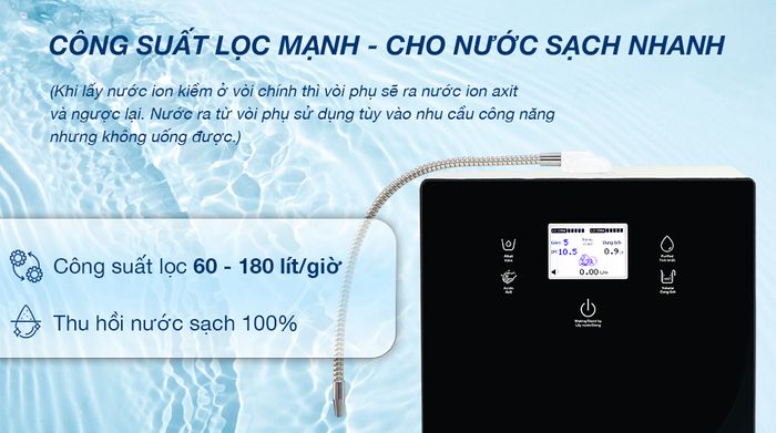 Máy lọc nước điện giải ion kiềm Robot IonPrince 37X - Công suất lọc