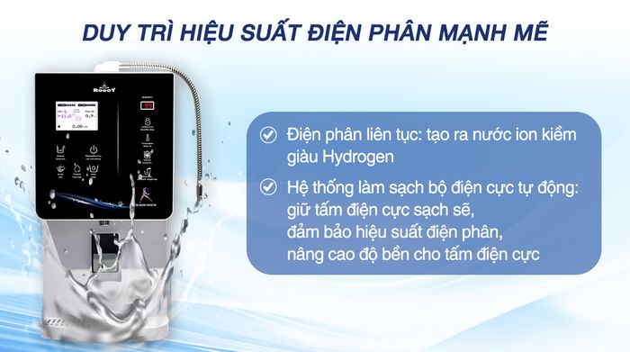 Máy lọc nước điện giải nóng nguội lạnh Robot IonQueen 912X - Điện phân liên tục