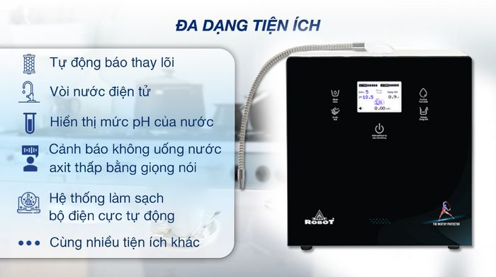 Máy lọc nước điện giải ion kiềm Robot IonPrince 37X - Đa dạng tiện ích