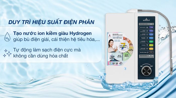 Điện phân liên tục - Máy lọc nước điện giải ion kiềm Robot IonStar 11X 2 lõi 11 tấm điện cực