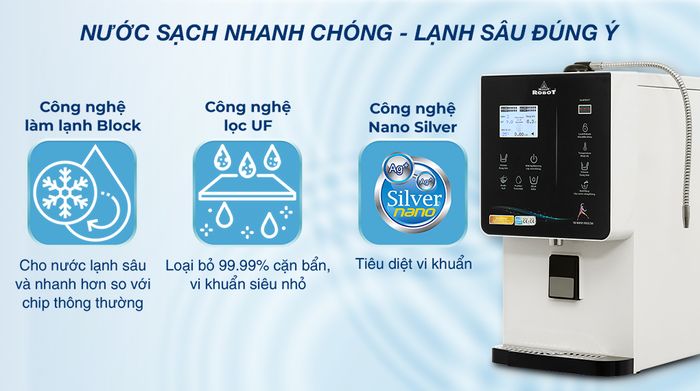 Máy lọc nước điện giải ion kiềm nóng nguội lạnh Robot IonQueen 1113X - Công nghệ