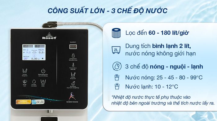 Máy lọc nước điện giải ion kiềm nóng nguội lạnh Robot IonQueen 711X - Công suất lớn