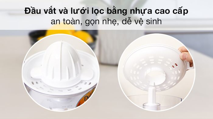 Máy vắt cam Delites 30W JC3000-GS - Đầu vắt và lưới lọc