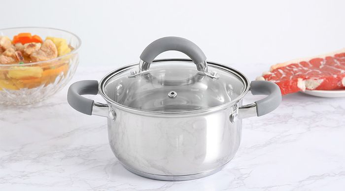 Nắp nồi dễ quan sát - Nồi inox 3 đáy 16cm Hommy CW-S042-16