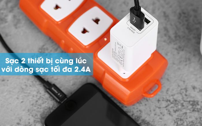 Adapter Sạc 1A AVA JC62A Trắng - Sạc 2 thiết bị cùng lúc