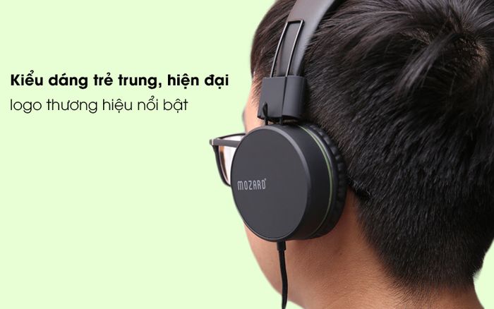 Tai nghe chụp tai Mozard IP-878 đen rêu có thiết kế trẻ trung