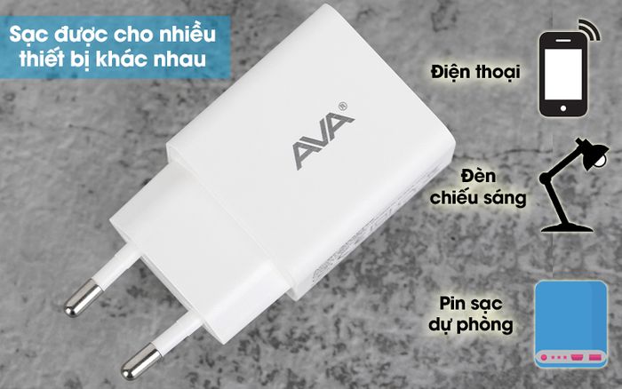 Adapter Sạc 1A AVA JC62A Trắng - Sạc thiết bị đa dạng