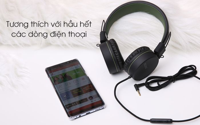Tai nghe chụp tai Mozard IP-878 đen rêu tương thích với nhiều dòng điện thoại