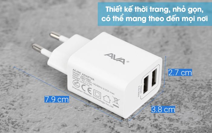 Adapter Sạc 1A AVA JC62A Trắng - Kiểu dáng gọn nhẹ