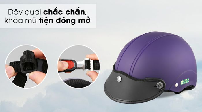 Mũ bảo hiểm 1/2 size M Chita CT31 tím - Trang bị dây quai chắc chắn, chịu lực kéo tốt