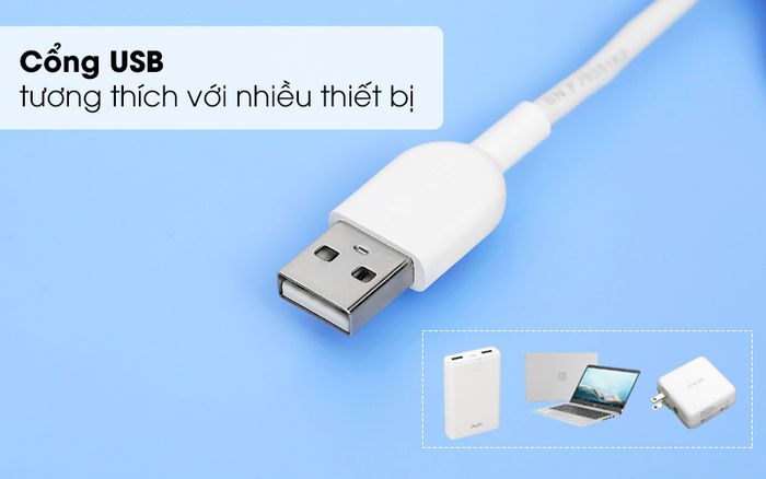 Sử dụng cổng USB thông dụng tương thích với nhiều thiết bị - Cáp 3 đầu Lightning Type C Micro 0.9m Anker A8436 Trắng