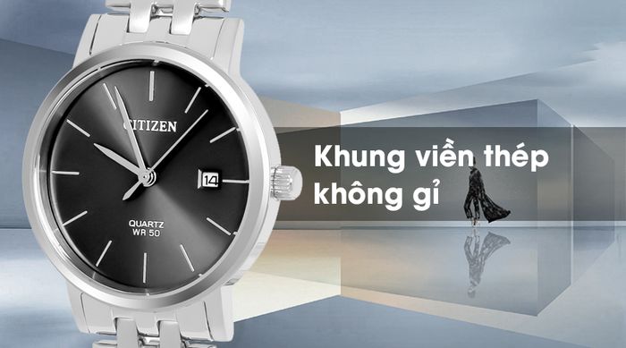 Đồng hồ nữ Citizen EU6090-54H có bộ khung viền cứng cáp, chống oxi hóa, ăn mòn