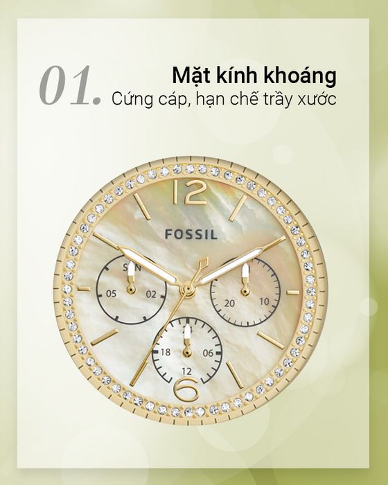Đồng hồ nữ Fossil ES4780 có mặt kính cứng cáp