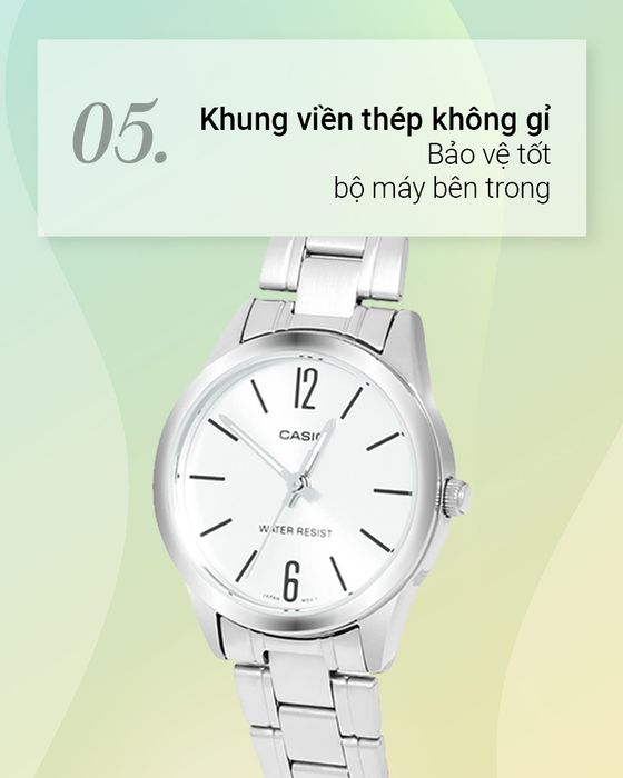 Đồng hồ Nữ Casio LTP-V005D-7BUDF có khung viền thép không gỉ