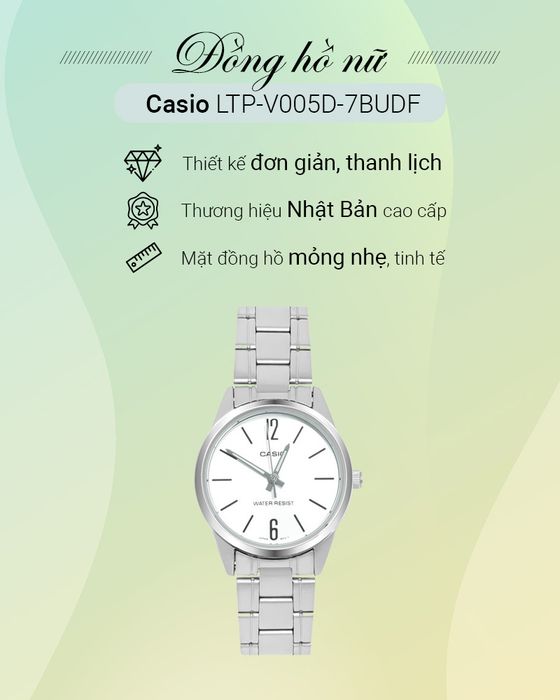 Tổng quan về Đồng hồ Nữ Casio LTP-V005D-7BUDF