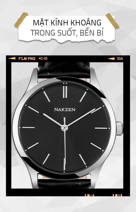 Đồng hồ nữ Nakzen SL4118LBK-1 có mặt kính khoáng trong suốt
