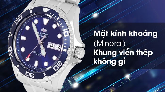 Đồng hồ Nam Orient FAA02005D9 - Cơ tự động có mặt kính bền bỉ, khung viền chắc chắn
