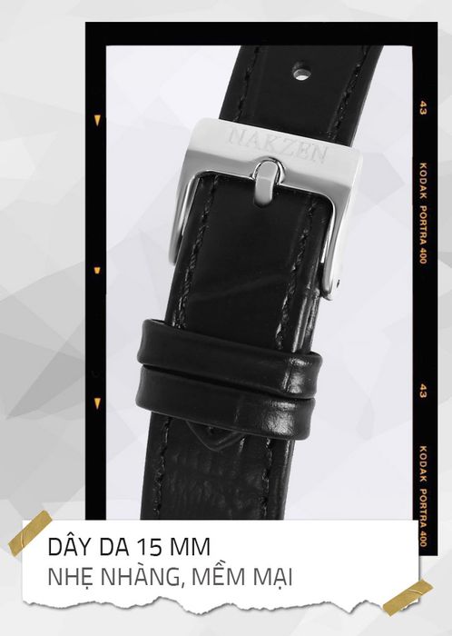 Đồng hồ nữ Nakzen SL4118LBK-1 có dây đeo da êm ái và nhẹ nhàng