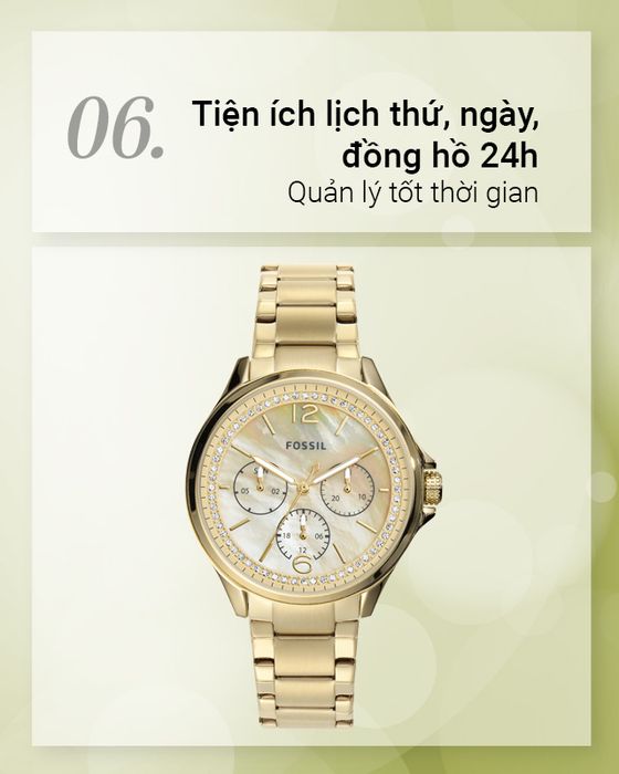 Đồng hồ nữ Fossil ES4780 có nhiều tiện ích đi kèm