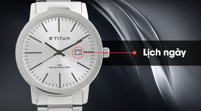 Đồng hồ nam Titan 9440SM02 được trang bị lịch ngày tiện lợi