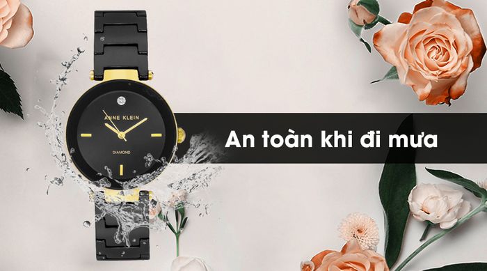 Đồng hồ nữ Anne Klein AK/1018BKBK - Đính kim cương có độ chống nước 3 ATM
