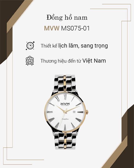 Đồng hồ Nam MVW MS075-01 thiết kế lịch lãm và sang trọng