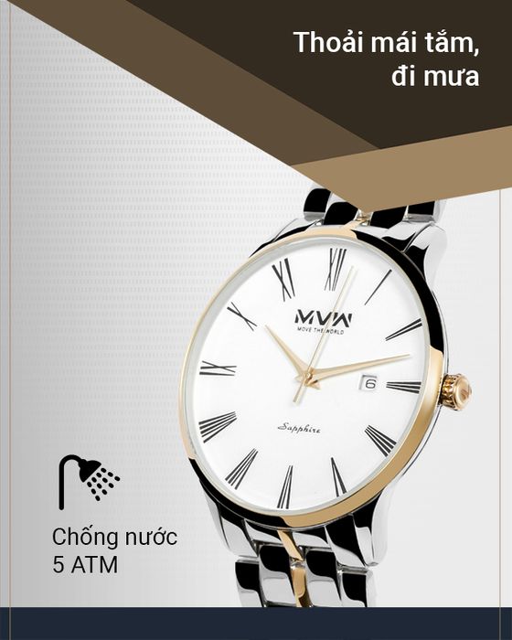 Đồng hồ Nam MVW MS075-01 thoải mái đeo khi tắm, rửa tay hay đi mưa