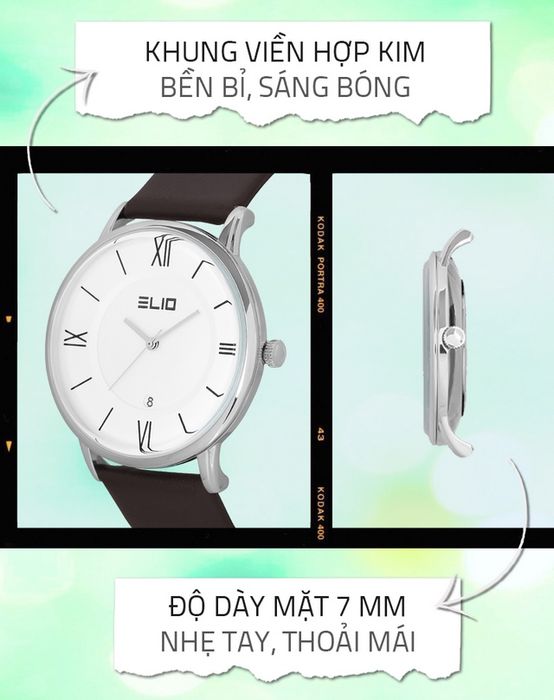 Đồng hồ Nữ Elio EL051-02 có khung viền hợp kim bền bỉ, chống ăn mòn
