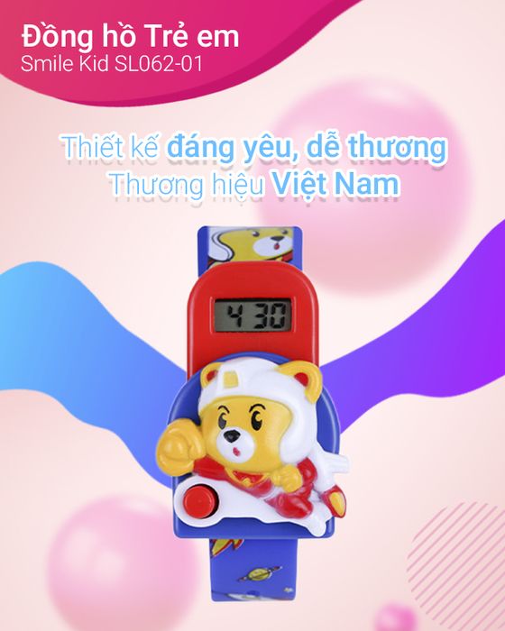 Tổng quan về đồng hồ trẻ em Smile Kid SL062-01