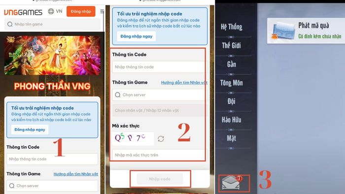 Hướng dẫn cách nhập mã code Phong Thần
