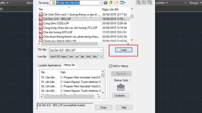Hướng dẫn Bước 3 khắc phục lỗi không load Lisp CAD đời mới