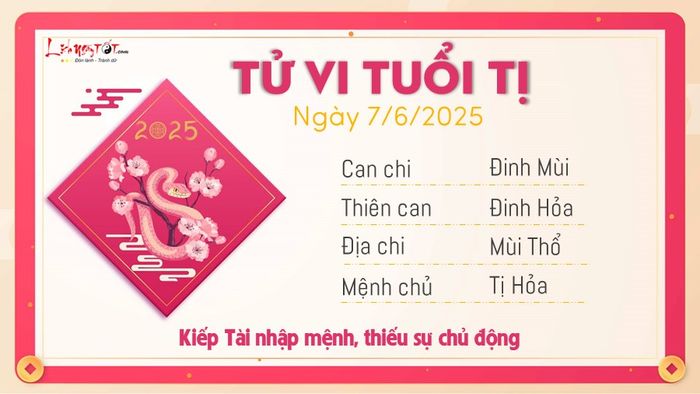 6 Tử vi hàng ngày 7-6-2025 - Tị