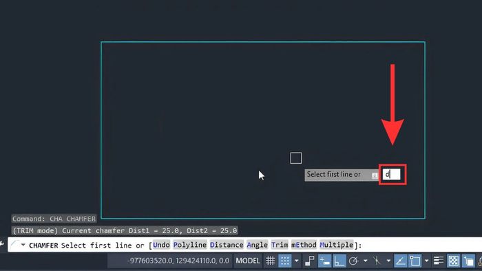 Hướng dẫn sử dụng lệnh vát góc trong CAD - Bước 2